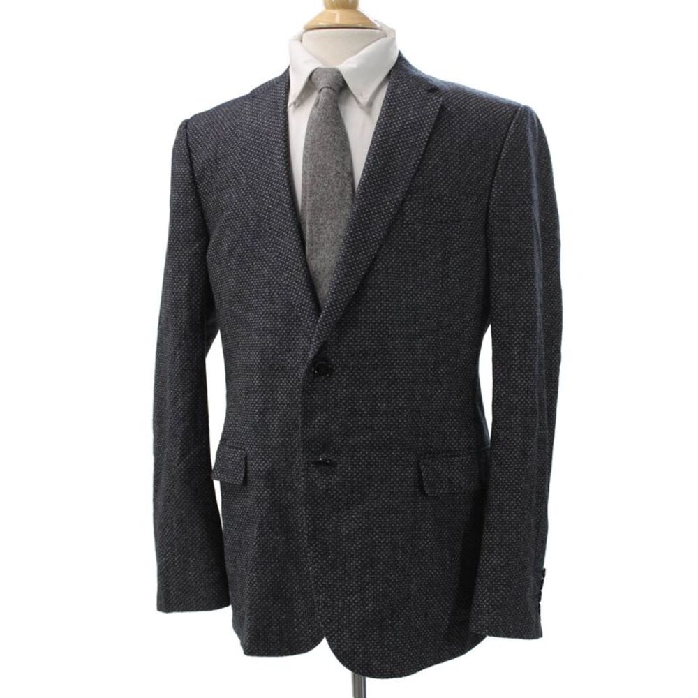 Emporio Armani Mens Blazer Blue Geometric Polyester Size 52